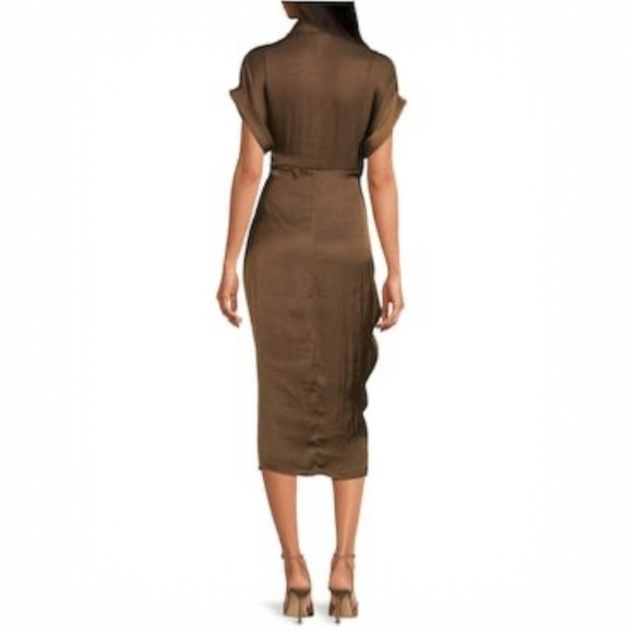 Silky! [Steve Madden] Brown NWT Button Down Midi Dress + Sash | Large · 12 - Picture 12 of 14